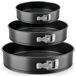 Nutrichef Springvorm Set 3-delig - Non-stick Carbon Staal Bakvormen met RVS Sluiting - 15 cm, 20 cm, 25 cm - Ovenbestendig tot 230°C - Inclusief 300 Bakpapieren (Zwart)