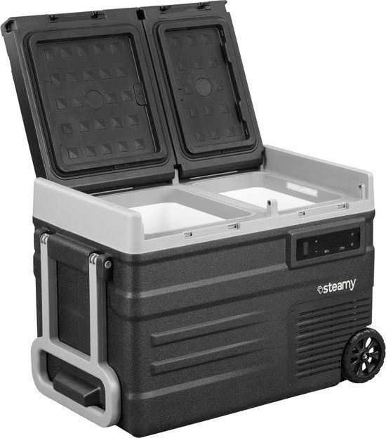 Steamy-E Dual Zone Roller Elektrische Compressor Koelbox Op Wielen - 41 Liter - Zwart