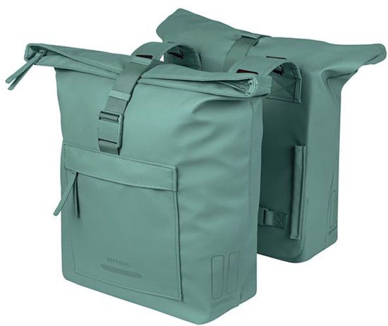 Basil Brooklyn - Dubbele fietstas - 41 Liter - Waterdicht - Reflectie details - Gerecycled materiaal - groen