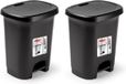 Plasticforte Pédale poubelle - 2x - 8 litres - noir - plastique - 25 x 21 x 30 cm - poubelle