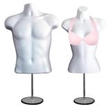 Mannequin DisplayTown Mannequin Vormen Wit Mannen & Vrouwelijke Torso (Taille Long) met Metalen Stand en Haak voor Hangende Broek