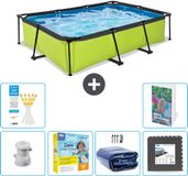 EXIT Toys EXIT Rechthoekig Lime Frame Zwembad - 300 x 200 x 65 cm - Inclusief Pomp - Onderhoudspakket - Solarzeil - Vloertegels - 7-delig