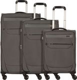 Worldpack Denver 4 wielen Kofferset 3-delig - Zachte bagage - TSA slot - dunkelgrau