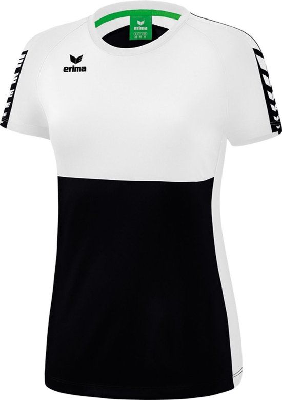 Erima Six Wings T-Shirt Dames - Zwart / Wit | Maat 36