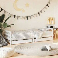 vidaXL Kinderbedframe met lades 80x200 cm massief grenenhout wit
