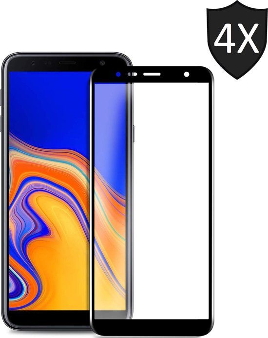 iCall 4x Samsung Galaxy J6+ Plus Screenprotector Glazen Gehard Full Screen Cover Volledig Beeld Tempered Glass - 8719752024128
