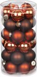 Inge-glas Inge Christmas Kerstballen - 30x st - kastanje bruin - D4 cm - glas - glans en mat