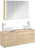 vidaXL Badkamermeubel Set 4-delig Sonoma Eiken Bewerkt hout en glas