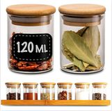 Merkloos Kruidenpotjes - Set van 6 potjes van 120 ml - met rekje & etiketten om te labelen - Luchtdicht - Vaatwasmachinebestendig - Keukenorganisatie - Kruidenpotjes voor specerijen - kruiden & thee
