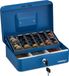 Merkloos Relaxdays Geldkistje met slot - Staal - Muntenbak - Blauw/Zilver - 9 x 25 x 18 cm