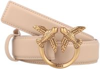 PINKO Leren riem Love Berry H3 Belt W100 Beige - Smoke Grey - Antique Gold