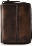 Greenburry Destressed Portemonnee RFID-bescherming Leer 10.5 cm - Unisex, Dames - Staand formaat - teak brown