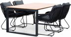 LUX outdoor living Helsinki Natural/Portofino zwart dining tuinset 5-delig | polywood + touw | 160cm | 4 personen