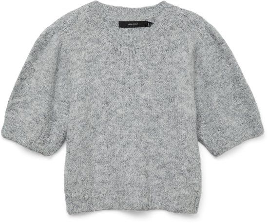 Vero Moda VMNovah SS O-neck Puff Pullover - Medium Grey Melange - L