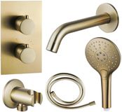 FortiFura Calvi Badkraan set - Messing geborsteld (goud)
