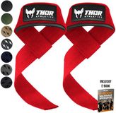 Thor Athletics Lifting Straps - Krachttraining Accessoires - Powerlifting Straps - Deadlift Straps - Rood - Inclusief E-Book - One Size