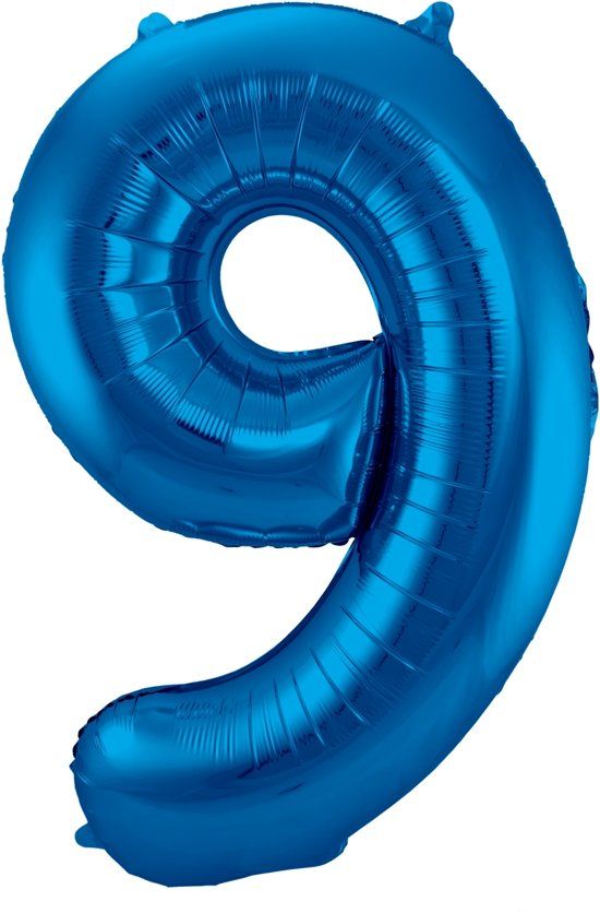 Folat Folie Ballon Cijfer 9 Blauw 86 cm