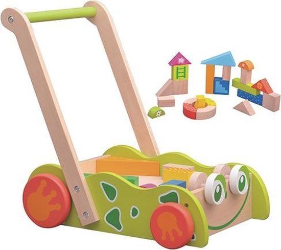 Playwood Houten Blokkenkar Kikker - 30 Delig - Multicolor