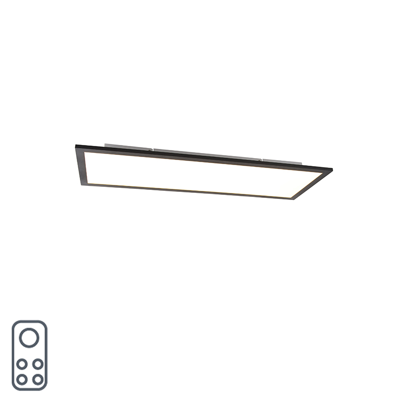 QAZQA LED-paneel zwart incl. LED dimbaar met afstandbediening 80 cm - Liv Q