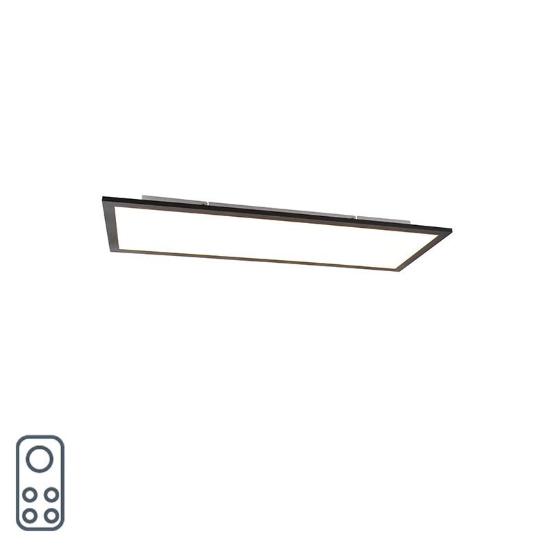 QAZQA Liv - LED Plafondlamp - 80 cm - Zwart - Dimbaar met Afstandsbediening