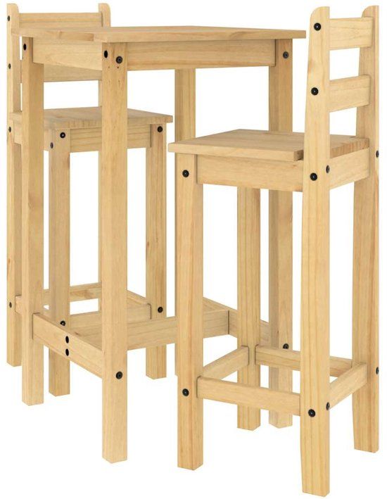 vidaXL 3-delige Barset massief grenenhout