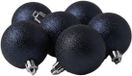 Cosy & Trendy Kerstballen - 6x st - donkerblauw - glitters - 6 cm - kunststof