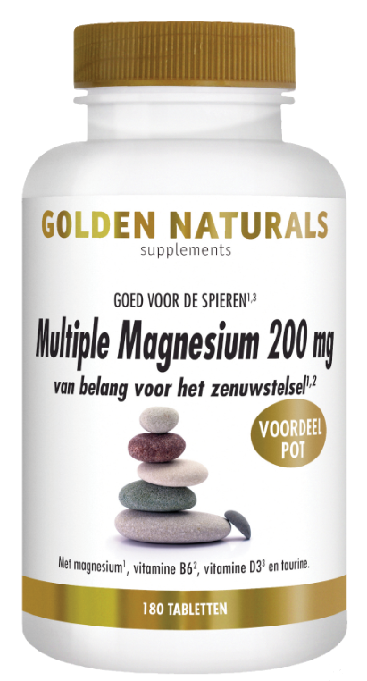 Golden Naturals Multiple magnesium 200 mg 180 tabl voordeelp 180tab