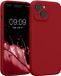 kwmobile telefoonhoesje geschikt voor Apple iPhone 15 - TPU backcover met siliconen coating - Smartphone case in rabarber rood