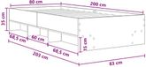 vidaXL Bedframe met plank Sonoma Eiken 80 x 200 cm Bewerkt hout