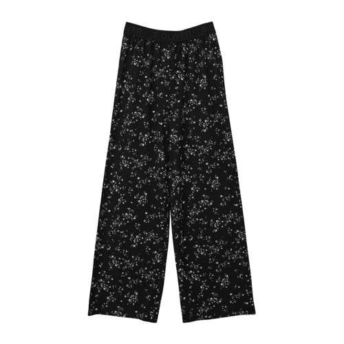 s.Oliver loose fit broek met all over print zwart/wit