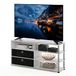 Furinno JAYA TV-kast in eenvoudig design voor maximaal 140 cm met vuilnisbakken, wit eiken, roestvrijstalen buizen