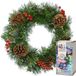 Decoris Kerstkrans - met decoratie en sneeuw - D50 cm - incl. verlichting gekleurd
