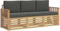 vidaXL - Bank loungeset - Massief Acacia Hout - Wit en Antracietkleurig - 4 zitplekken