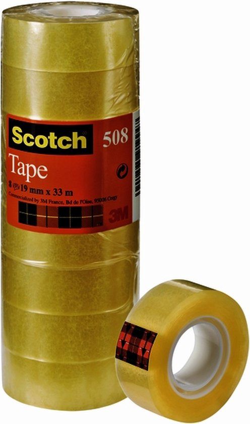 Scotch Plakband 508 19mmx33m Transparant | 8 Stuks