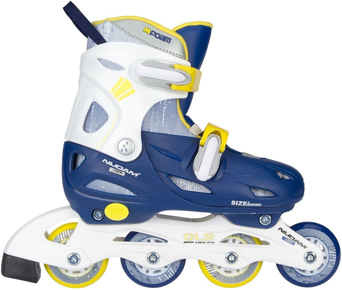 Nijdam Junior Inlineskates Jongens Verstelbaar - Hardboot - Navy Seal - Marine/Geel - 27-30