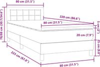 vidaXL Boxspring met matras fluweel lichtgrijs 80x220 cm