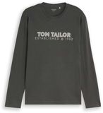 Tom Tailor T-shirt à manches longues avec imprimé logo - Taille XXL - Vert olive foncé