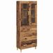 vidaXL Highboard Oud Hout 69,5 x 34 x 180 cm Gefabriceerd Hout en Glas