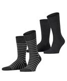 Esprit Fine Stripe 2-Pack Heren Sokken Zwart - Maat 43-46