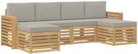 vidaXL - Buiten - bank - set - 6 - st - Wit - en - Lichtgrijs - Polyester