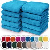 NatureMark Set van 10 badstof washandjes, 100% katoen, 30 x 30 cm, turquoise