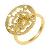 Orphelia Ring Zilver 925 Bloem Zirkonia Wit Goudkleurig Maat 52