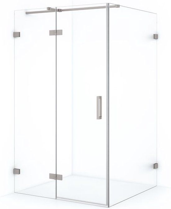 Maxaro Douchecabine Diamond 110x90cm 8mm Helder Veiligheidsglas Geborsteld RVS met Draaideur