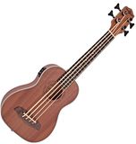 Gear4music Deluxe Elektro-akoestische Bas Ukulele van Sapele