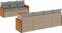 vidaXL 8-delige Loungeset met kussens, poly rattan, beige