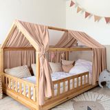 Lilimaus Voile de lit, 100% mousseline de coton, baldaquin pour enfants, rideaux pour lit d'enfant 90 x 200 cm et 120 x 200 cm, décoration de chambre d'enfant, pour filles et garçons