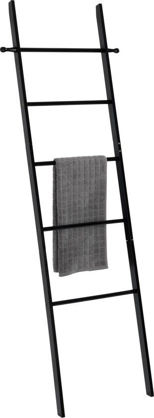 MSV Suri Bamboe Handdoekenladder - Zwart - 43 x 170 x 33 cm
