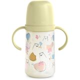 Suavinex, Fles met handvat, leerbeker voor baby's met zachte tuit van siliconen, anti-kolieksysteem, kinderfles met handgrepen, lekvrij, vaatwasmachinebestendig, +6 maanden, 270 ml, groene beren