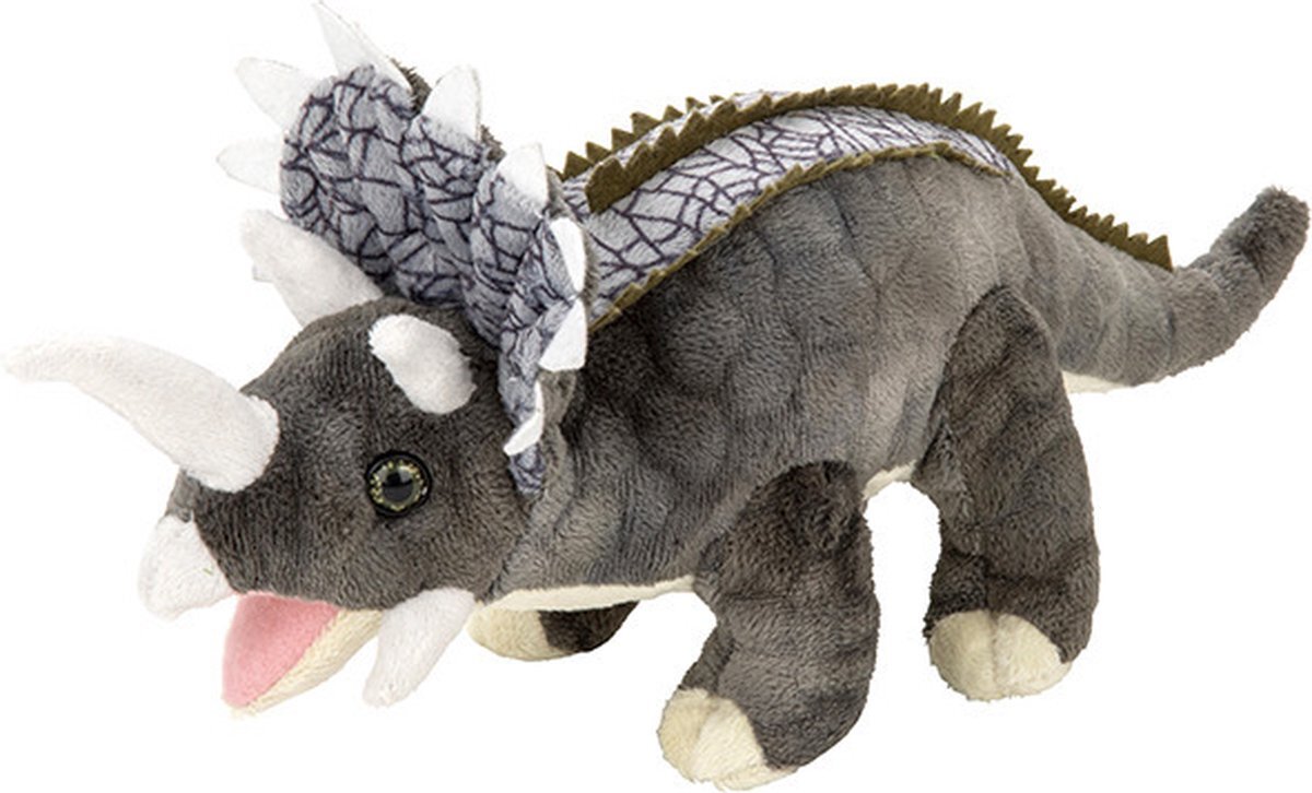 Nature Planet Pluche dinosaurussen Triceratops knuffels 28 cm - Kinder dinos speelgoed knuffelbeesten