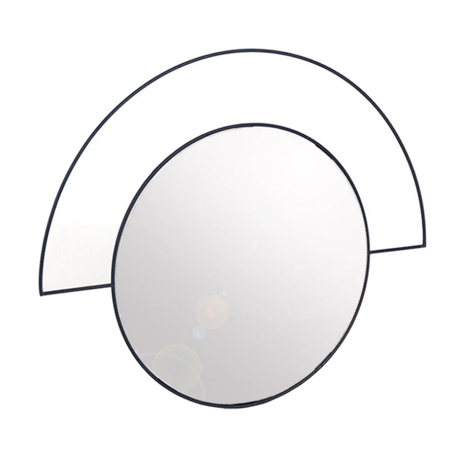 Orange85 Wandspiegel - Modern - Halve Boog - Zwart - 45x35 cm - Kunststof